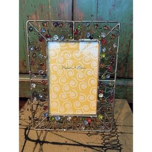 Milson And Louis Picture Frame Silver Colored‎ Jeweled Multi Color Gem Metal